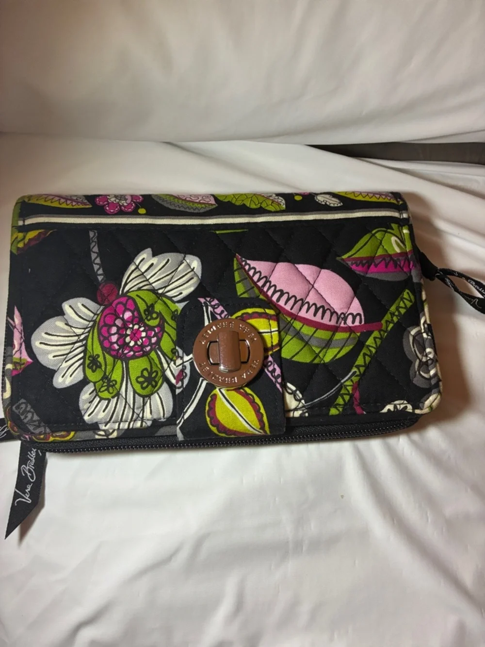 Vera Bradley Black‎ Quilted Crossbody with Floral Wallet